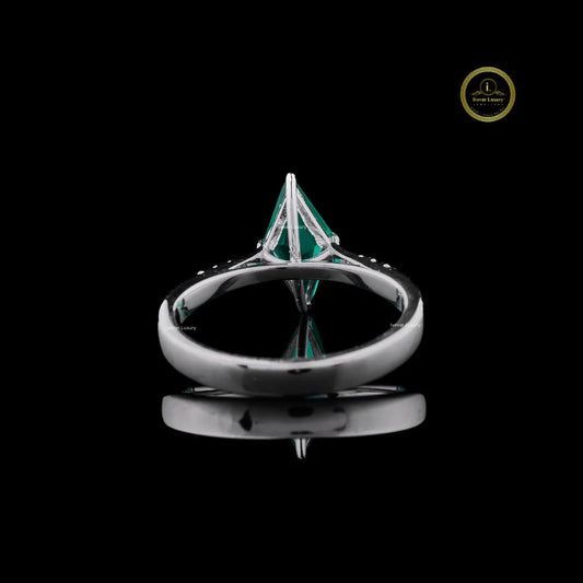 Kite Cut Green Gemstone Pave Lab Engagement Ring - view 4