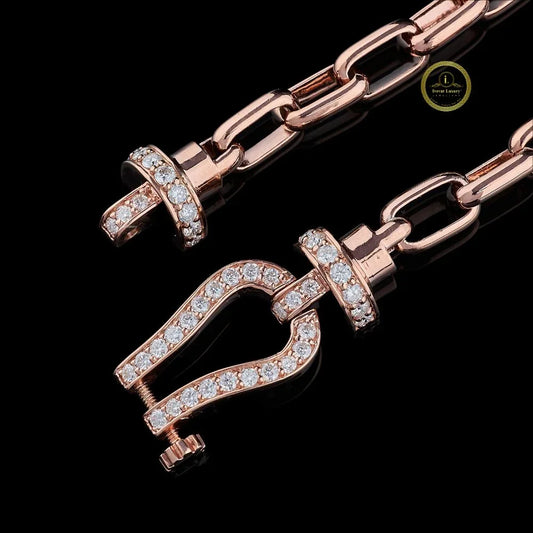 Moissanite Nautical Shackle Paperclip Link Bracelet - view 4