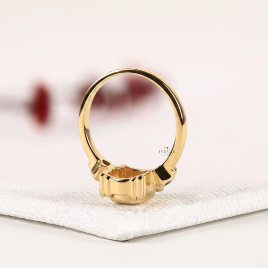 Bezel Setting Emerald Cut with Side Lab Diamond Engagement Ring - view 4