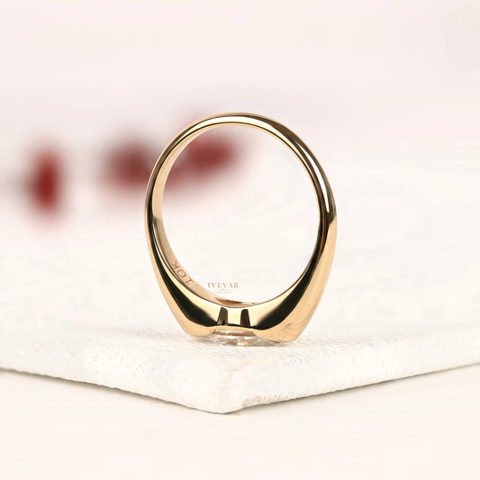 East West Marquise Cut Moissanite Solitaire Ring - view 3