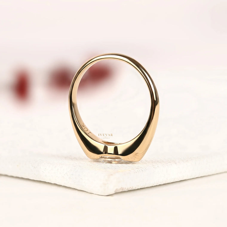 East West Marquise Cut Moissanite Solitaire Ring - view 3