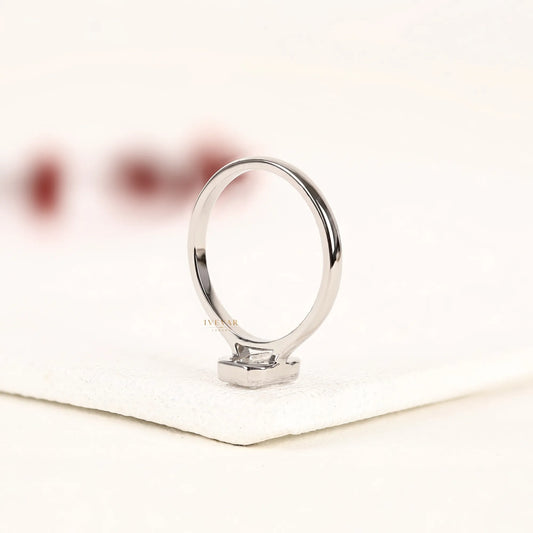 Emerald Cut Moissanite Bezel Solitaire Engagement Ring - view 4