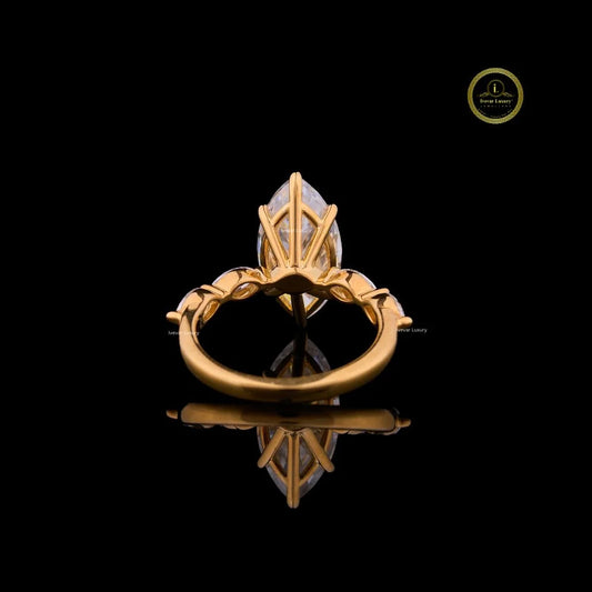 Marquise Cut Moissanite Five Stone Engagement Ring - view 4