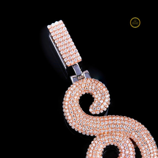 The Infinite S Custom Cursive Initial Iced-Out 3D Puffy Pendant - view 4