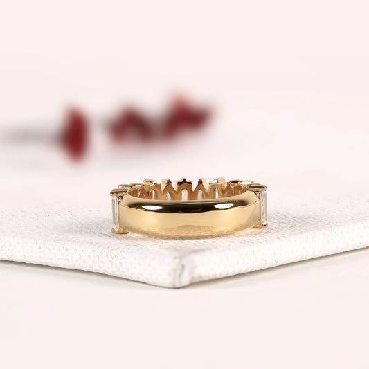 Baguette & Marquise Cut Lab Alternating Eternity Wedding Band - view 4