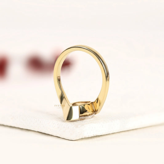Marquise Cut Moissanite Bezel Set With Bypass Band - view 4
