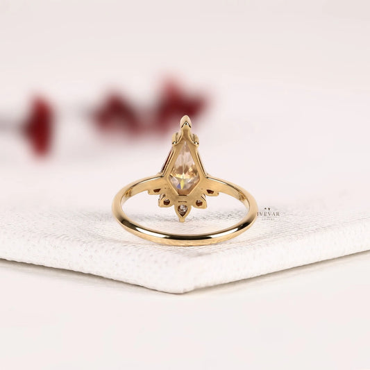 Antique Kite Shape Lab Diamond Engagement Ring - view 4