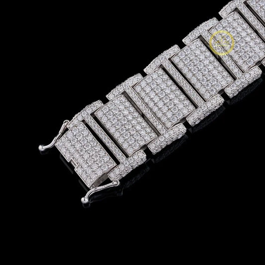 Iced Out Rectangular Cut Moissanite Link Bracelet - view 4