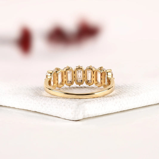 Seven Emerald Lab Diamond Band Ring For Women - view 4