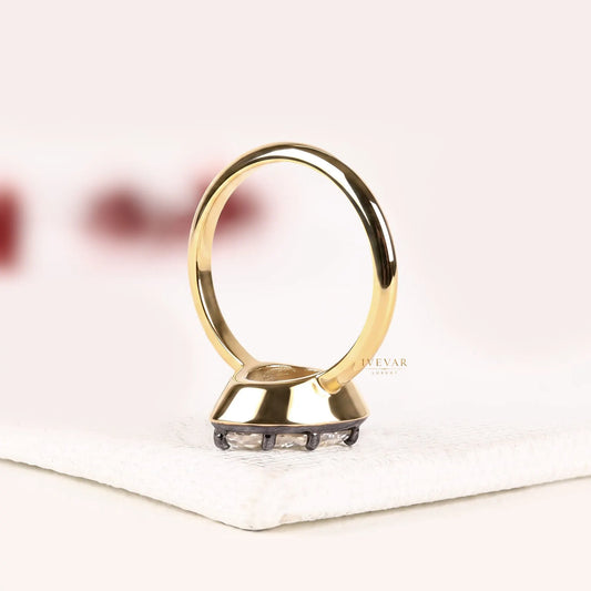 Black Bezel Pear Cut Lab Diamond Solitaire Engagement Ring - view 4