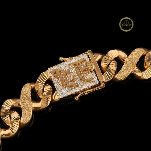 Textured Interlocking Link Chain with Pave Clasp - view 4