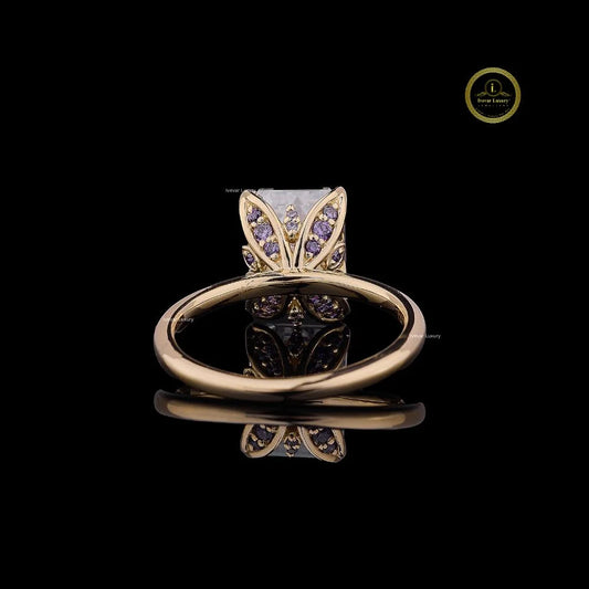 Solitaire Emerald Cathedral Engagement Ring - view 4