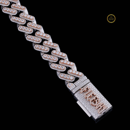 Custom Typography Clasp Capsule Link Chain Covered in Pave Moissanite - view 4