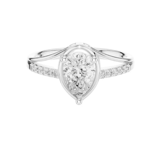 Split Shank Solitaire Pear Cut Moissanite Wedding Ring For Women - view 3