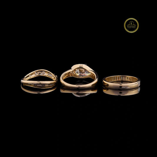 Bezel Set Pear Lab Diamond Solitaire Bridal Ring Set - view 4