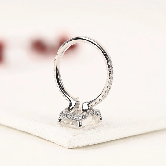 Radiant Cut Lab Diamond Hidden Halo Engagement Ring - view 4