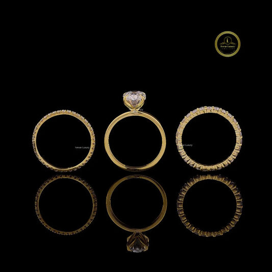 Oval Cut Lab Diamond Bridal Ring Set With Full Eternity Band - view 4