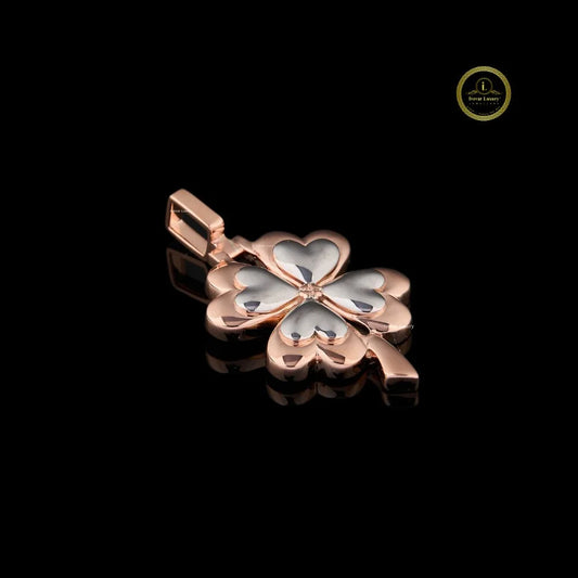 Four Leaf Clover Good Luck Pendant in Rose Gold - view 4