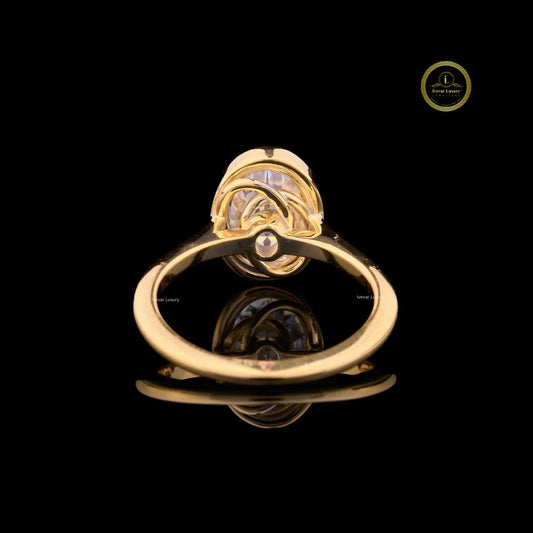 Oval Cut Moissanite Bezel Set Solitaire Engagement Ring - view 4