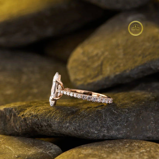 Marquise Cut Lab Diamond Pave Promise Ring - view 4