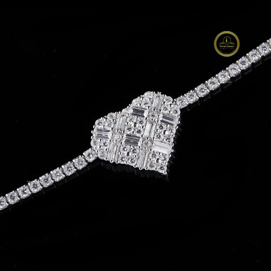 Heart Baguette Cut Lab Grown Diamond Adjustable Tennis Bracelet - view 4