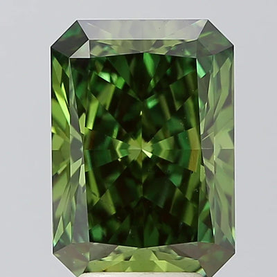 4.50 Ct Emerald Cut Fancy Vivid Green Moissanite - VS2 Clarity