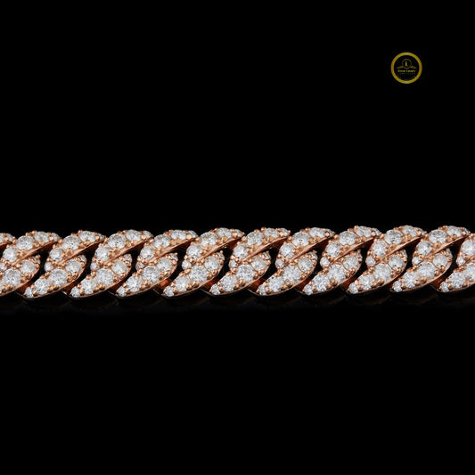 Round Cut Moissanite Pave Thick Cuban Chain Bracelet - view 3