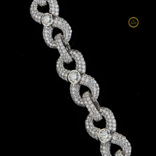 Hip Hop Moissanite Repeating Pattern Statement Chain Set - view 3