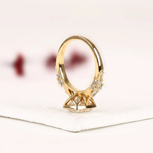 Bezel Set Rose Cushion Cut Lab Diamond Ring - view 4