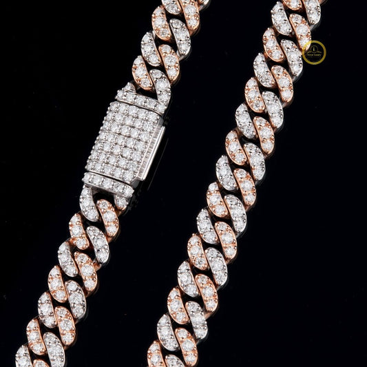 Cuban Link Chain Necklace Covered in Full Pave Set Round Lab Diamonds - view 3