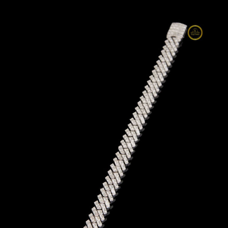 Baguette Cut Moissanite Cuban Link Bracelet - view 2