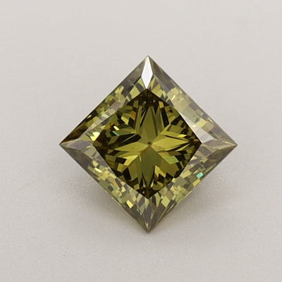 0.57 Ct Princess Cut Fancy Vivid Green Lab Grown Diamond - VVS2 Clarity