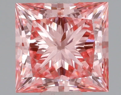0.60 Ct Princess Cut Fancy Intense Pink Lab Grown Diamond - VVS2 Clarity