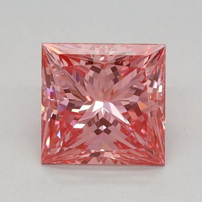 0.72 Ct Princess Cut Fancy Vivid Pink Lab Grown Diamond - VVS2 Clarity