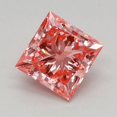 0.73 Ct Princess Cut Fancy Vivid Pink Lab Grown Diamond - VVS2 Clarity