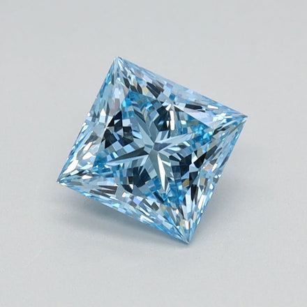 1.00 Ct Princess Cut Fancy Vivid Blue Lab Grown Diamond - VVS2 Clarity