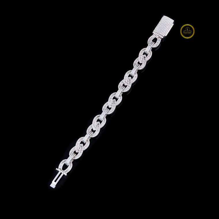 Moissanite Oval Cuban Link Bracelet - view 2