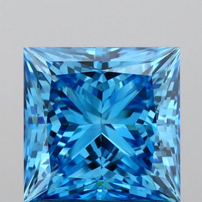 1.37 Ct Princess Cut Fancy Vivid Blue Lab Grown Diamond - VVS2 Clarity