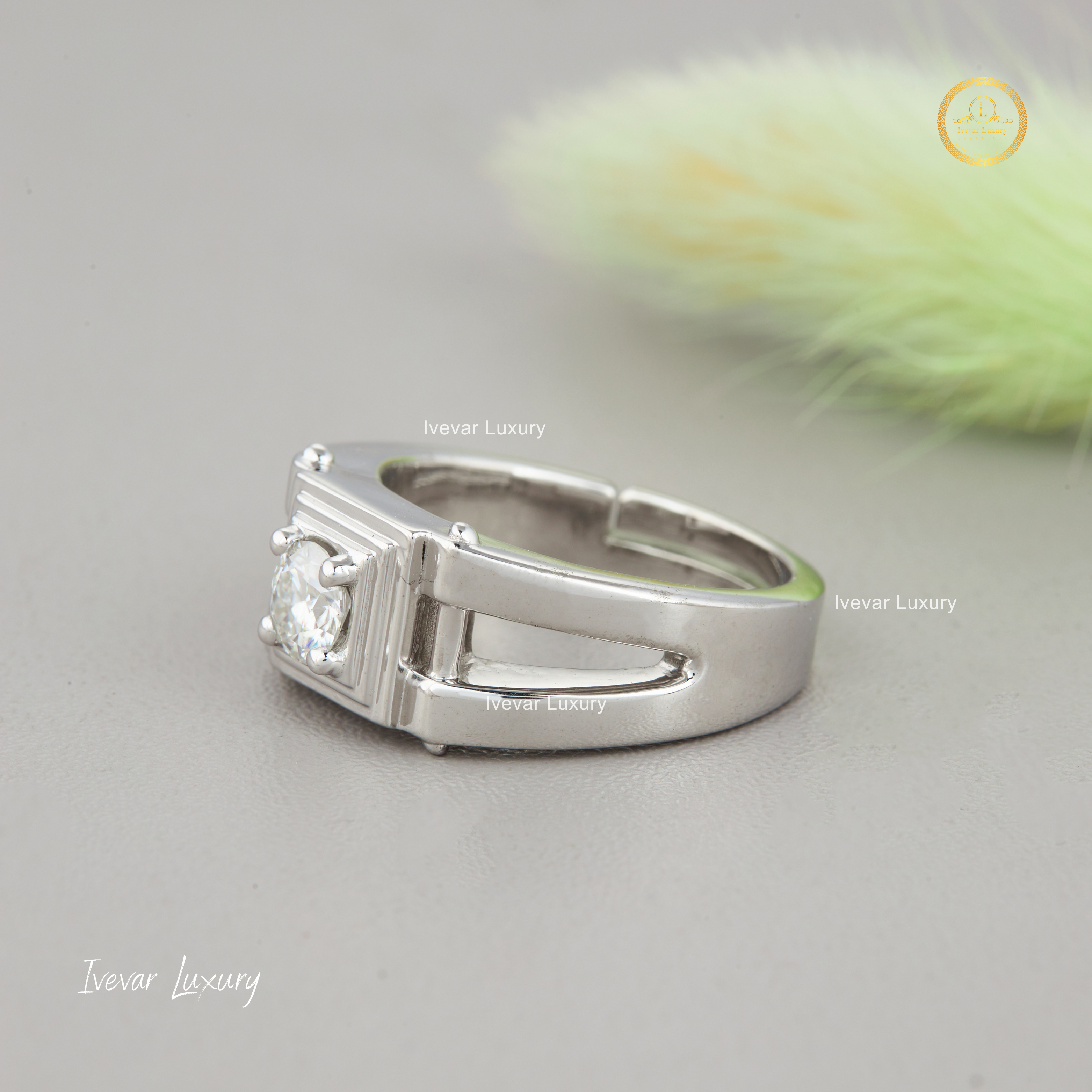 Ivevar 925 Pure Silver Unique Solitaire Ring For Men