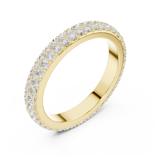 Round Cut Double Row Pave Lab Eternity Band Wedding Ring - view 4