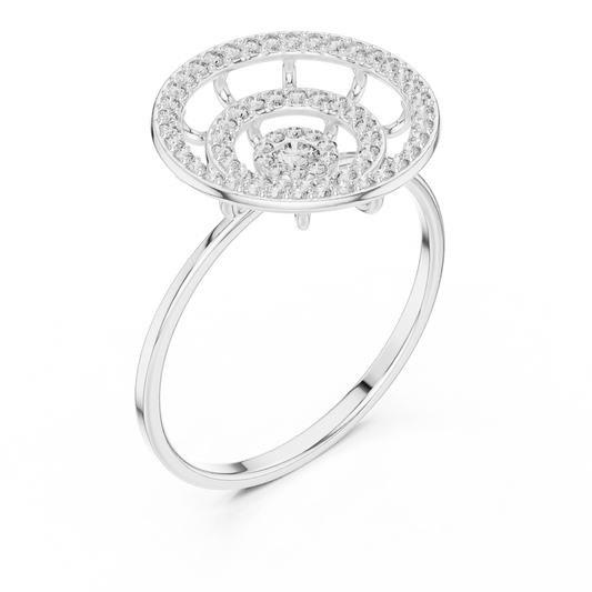Multi Row Round Cut Lab Diamond Halo Engagement Ring - view 4