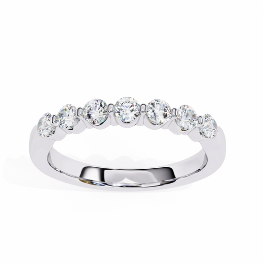 Round Brilliant Cut Moissanite Half Eternity Promise Band - view 4