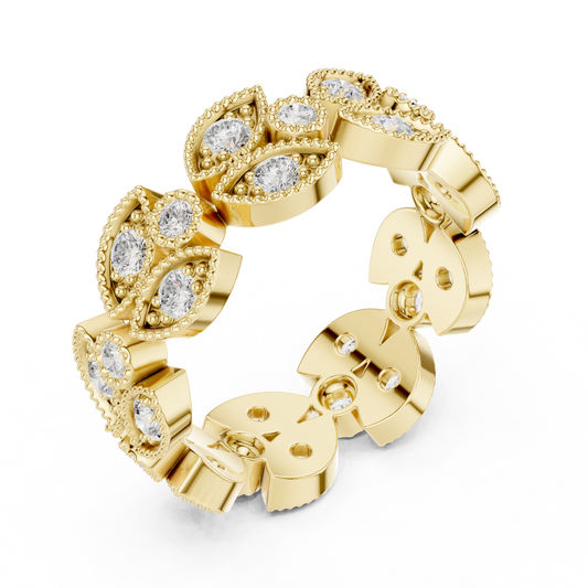 Vintage Floral Marquise & Round Lab Diamond Eternity Band Ring - view 4