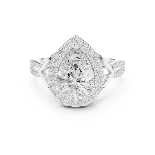 Pear Cut Lab Diamond Split Shank Engagement Ring - view 3
