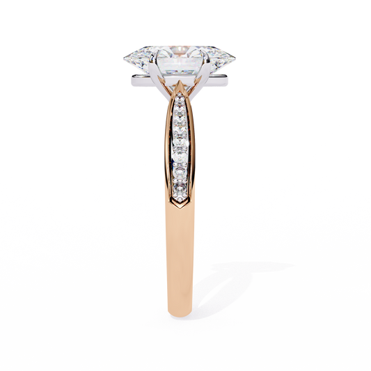 Oval Cut Pave Setting Lab Diamond Solitaire Engagement Ring - view 3