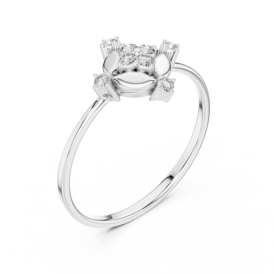 Compass Bloom Round Lab Diamond Cluster Anniversary Ring - view 4