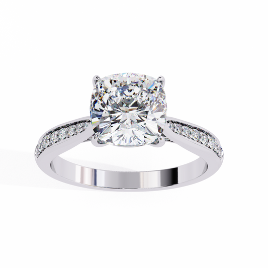 Four Prong Cushion Cut Moissanite Engagement Ring - view 4