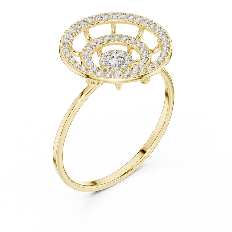 Multi Row Round Cut Lab Diamond Halo Engagement Ring - view 2