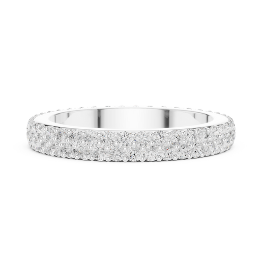 Round Cut Double Row Pave Lab Eternity Band Wedding Ring - view 3