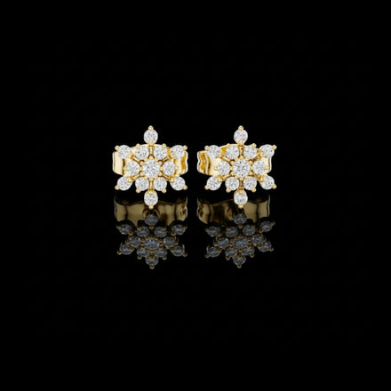Snowflake Floral Cluster Round Lab Diamond Stud Earring